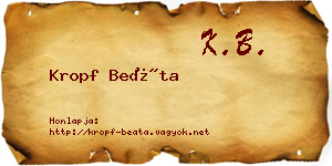 Kropf Beáta névjegykártya