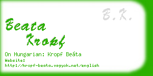 beata kropf business card
